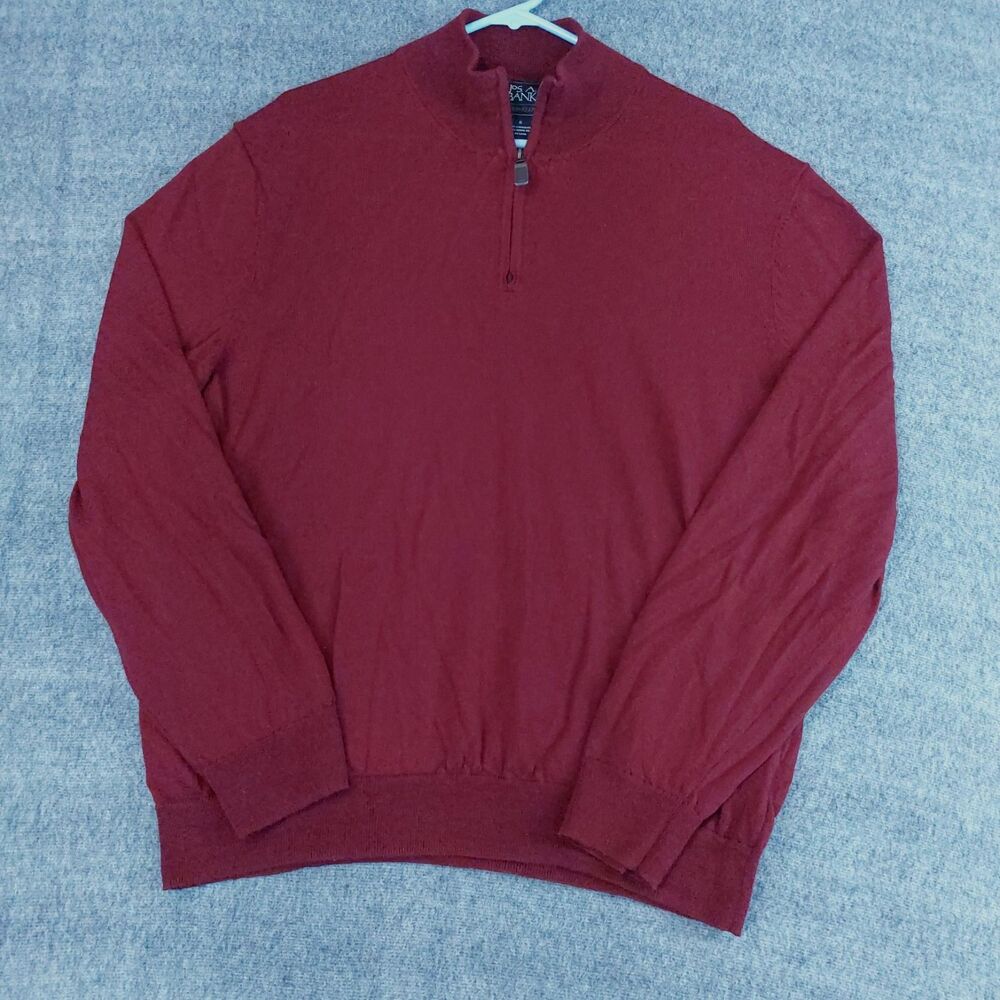Jos. A. Bank Traveler 1/4 Zip Sweater Men’s XL Maroon 100% Merino Wool